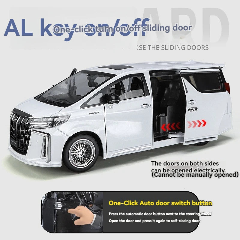 1/18 Scale Diecast Toyota Alphard Car Model with Lights, Sound and Door Open Switch