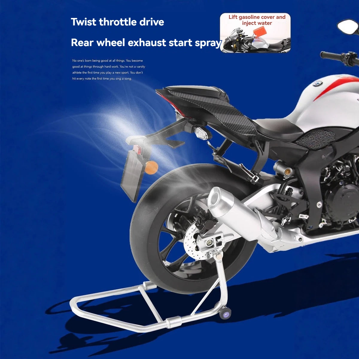 HY Hot New Style Diecast 1:6 Yamaha R1M Motorcycle with Key Open Spray lights and Sound