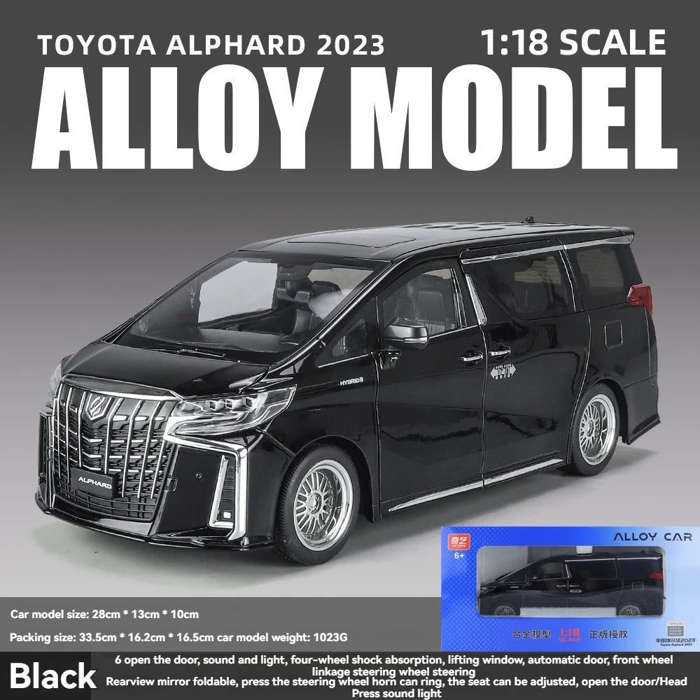 1/18 Scale Diecast Toyota Alphard Car Model with Lights, Sound and Door Open Switch