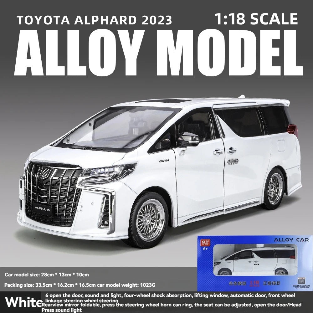 1/18 Scale Diecast Toyota Alphard Car Model with Lights, Sound and Door Open Switch