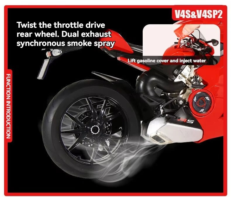 HY Hot New Style Diecast 1:6 Ducati V4S Motorcycle with Key Open Spray lights and Sound