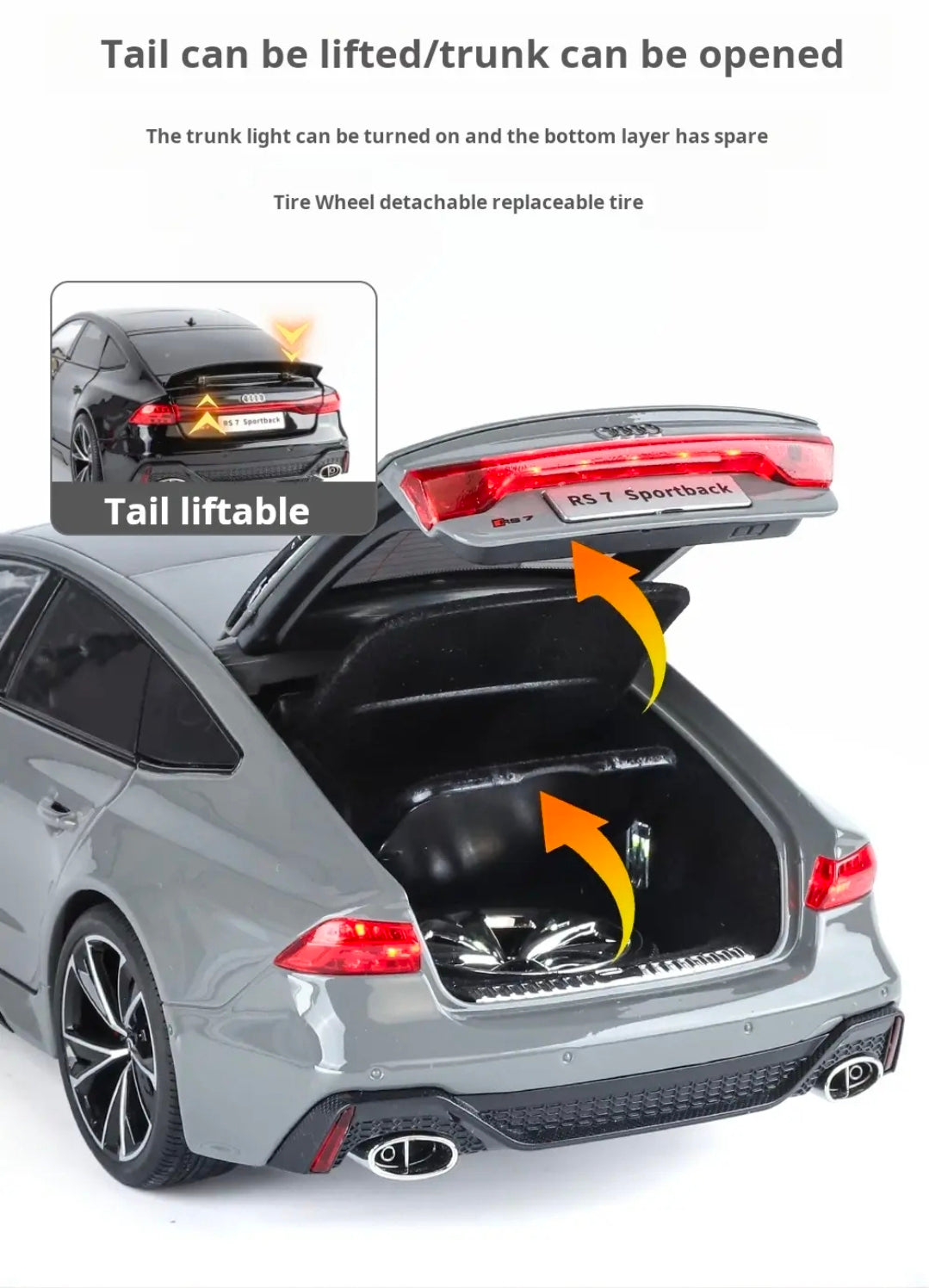 1/18 Audi RS7 Sportback Diecast Model with Remote Key